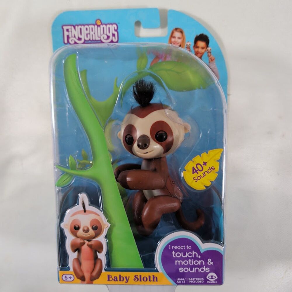 Fingerlings Baby Sloth Interactive Monkey 40+ Sounds NEW Sealed WowWee Toy